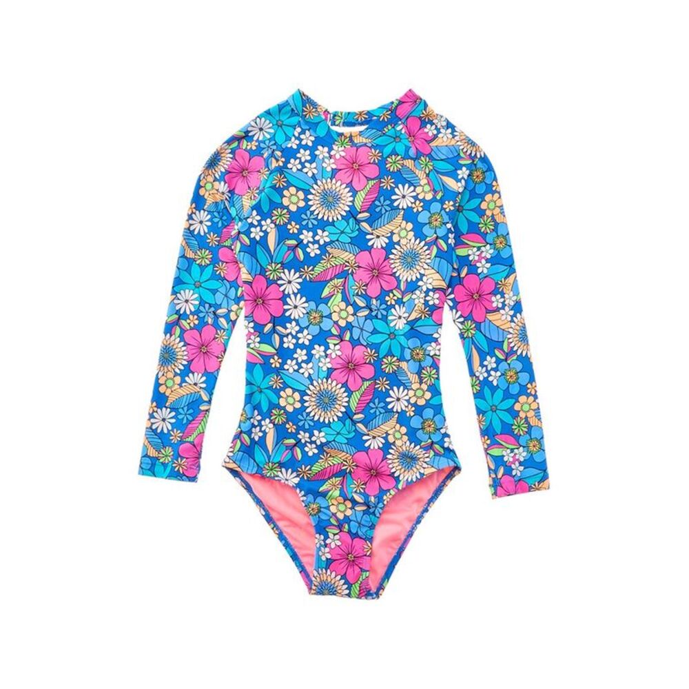 Beach Lingo Girls  Rash Guard One-Piece, Blue
